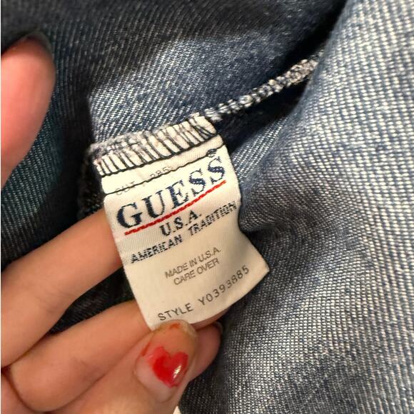 Guess Womans S Vintage y2k Denim Jean Jacket Button Front Medium Wash Blue EUC! - Picture 9 of 13